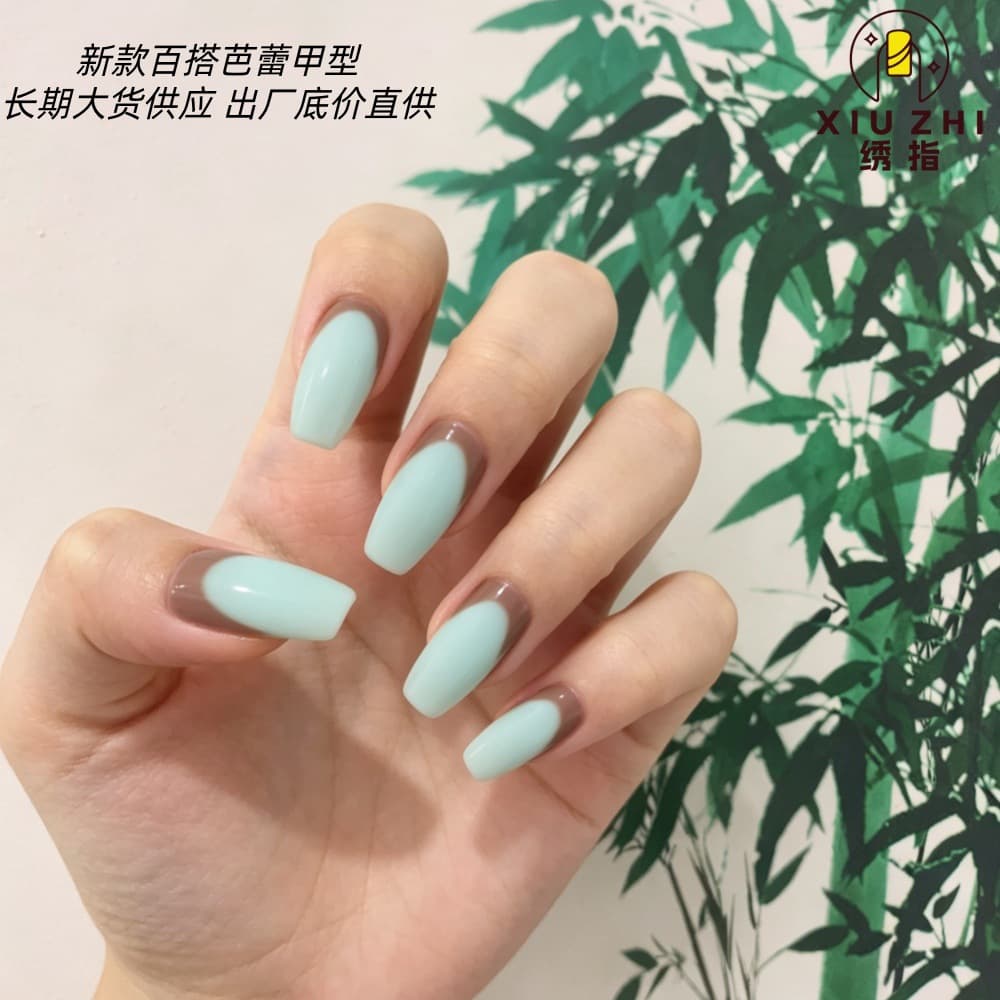 Medium Water Pipe Two-Tone French Ballet Nails Semi-Finished One-Piece Row Nails Multiple Colors Available Factory Direct Stock Supply