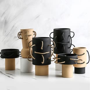 Luyue Nordic Ins Style Vase, Handmade Rope Vase Decoration, Dried Flower Arrangement Living Room Home Decoration Ceramic Flower Vessel