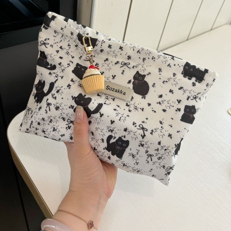 Clutch Bag Ns Cat Girl Large Capacity Makeup Bag Portable Small Item Storage Bag Travel Earphone Bag Clutch Bag
