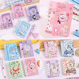 New Cute Cartoon Small Notebook A7 Coil Notebook, Portable Notebook for Students, Children's Gift