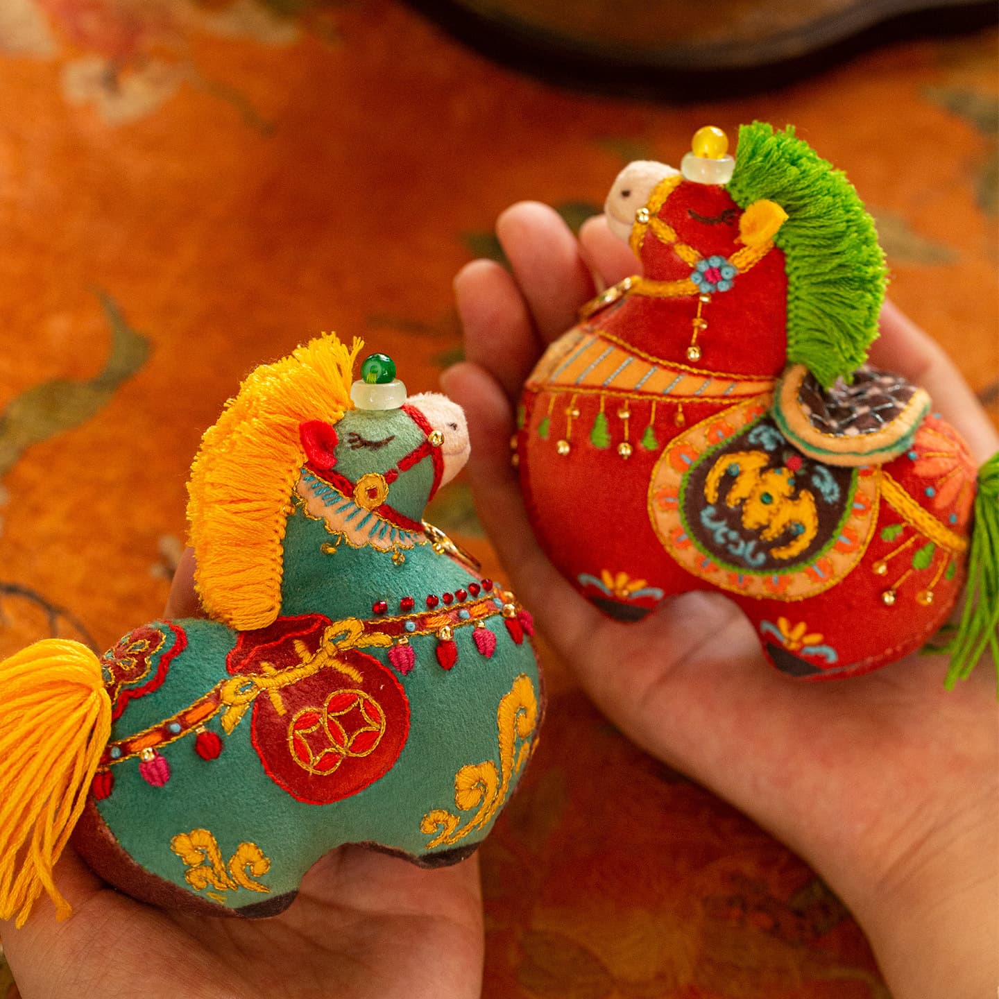 Chinese Trend Tang Horse Embroidery Handmade DIY Kit, Zodiac Ornament Peace Charm Pendant as New Year Gift