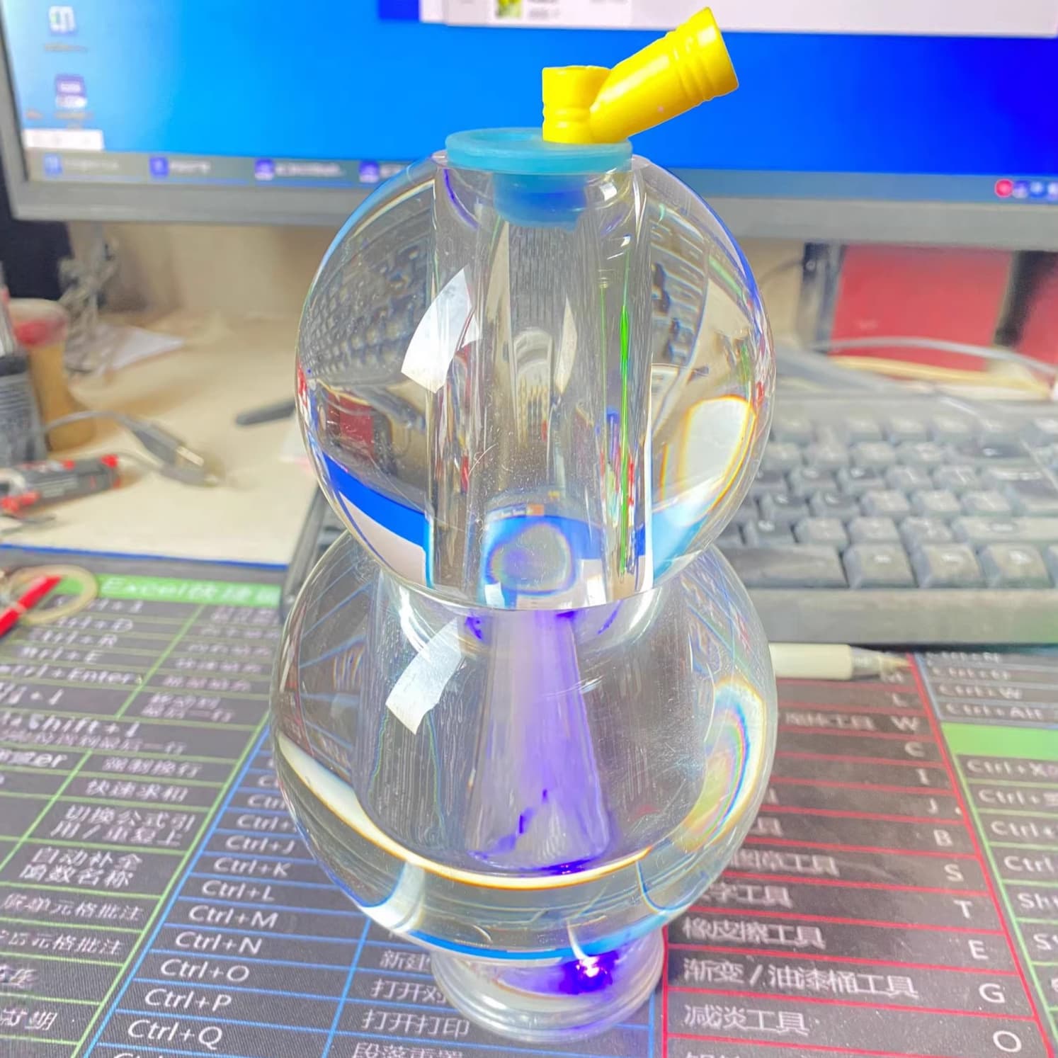 Crystal glass double gourd water pipe circulating filter cigarette holder hookah bag washable filter element hookah accessories