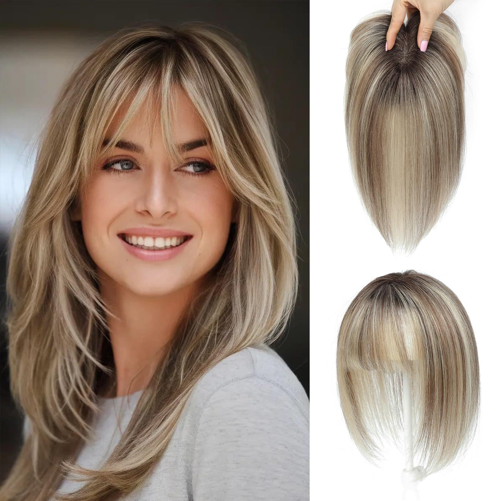 Human Hair Toupee for Women, European and American Style, Real Human Hair Wiglet for Thinning Hair Coverage
