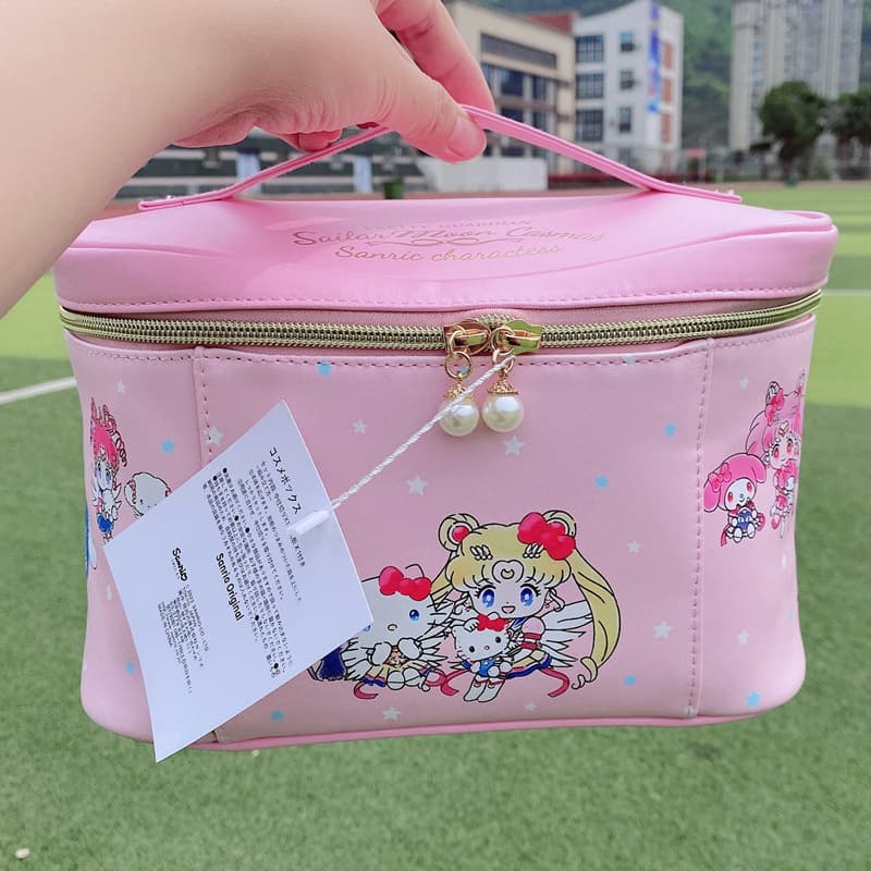 New Pink Sailor Moon Cosmetic Bag Cartoon Cute Large Capacity Storage Bag Travel Bag Waterproof Handbag