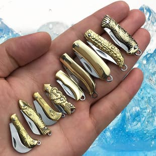 Mini Folding Knife Legal Self-Defense Knife Exquisite Brass Knife Keychain Package Opener Box Cutter