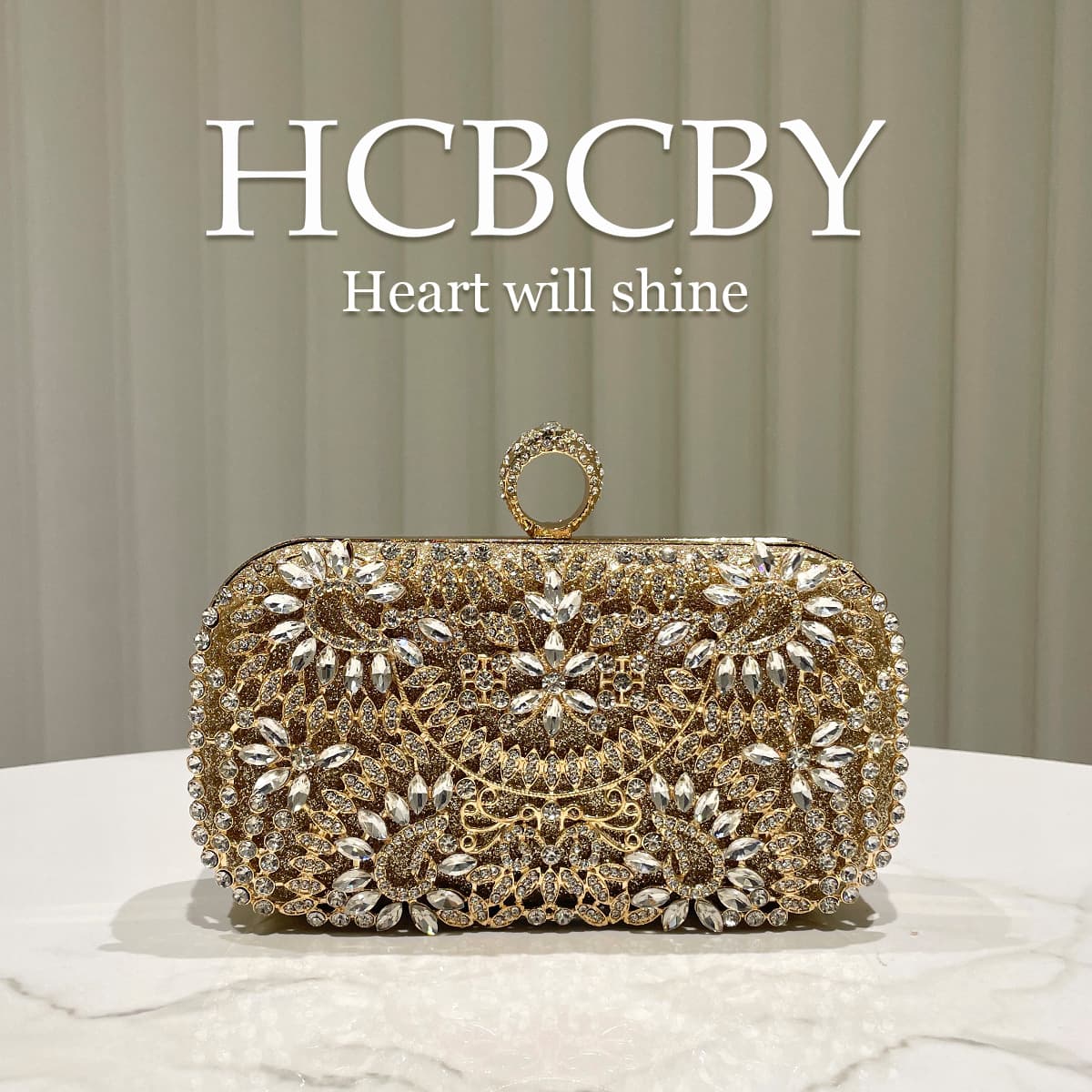 Gold glitter luxury hollow rhinestone decorated clutch bag, ladies fashion evening bag, ladylike dress bag