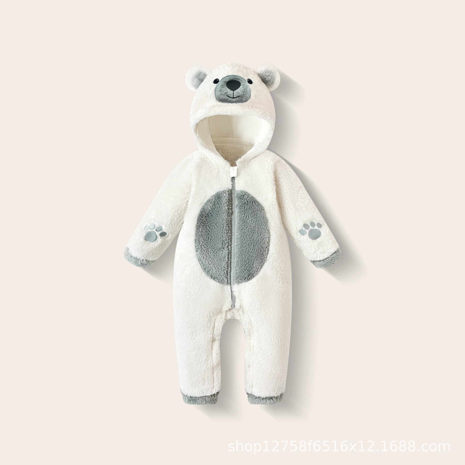 Baby Plush Crawling Romper Cartoon Animal Zip-Up Split Pajamas Infant Autumn Winter New Cross-Border One-Piece Plush Jumpsuit