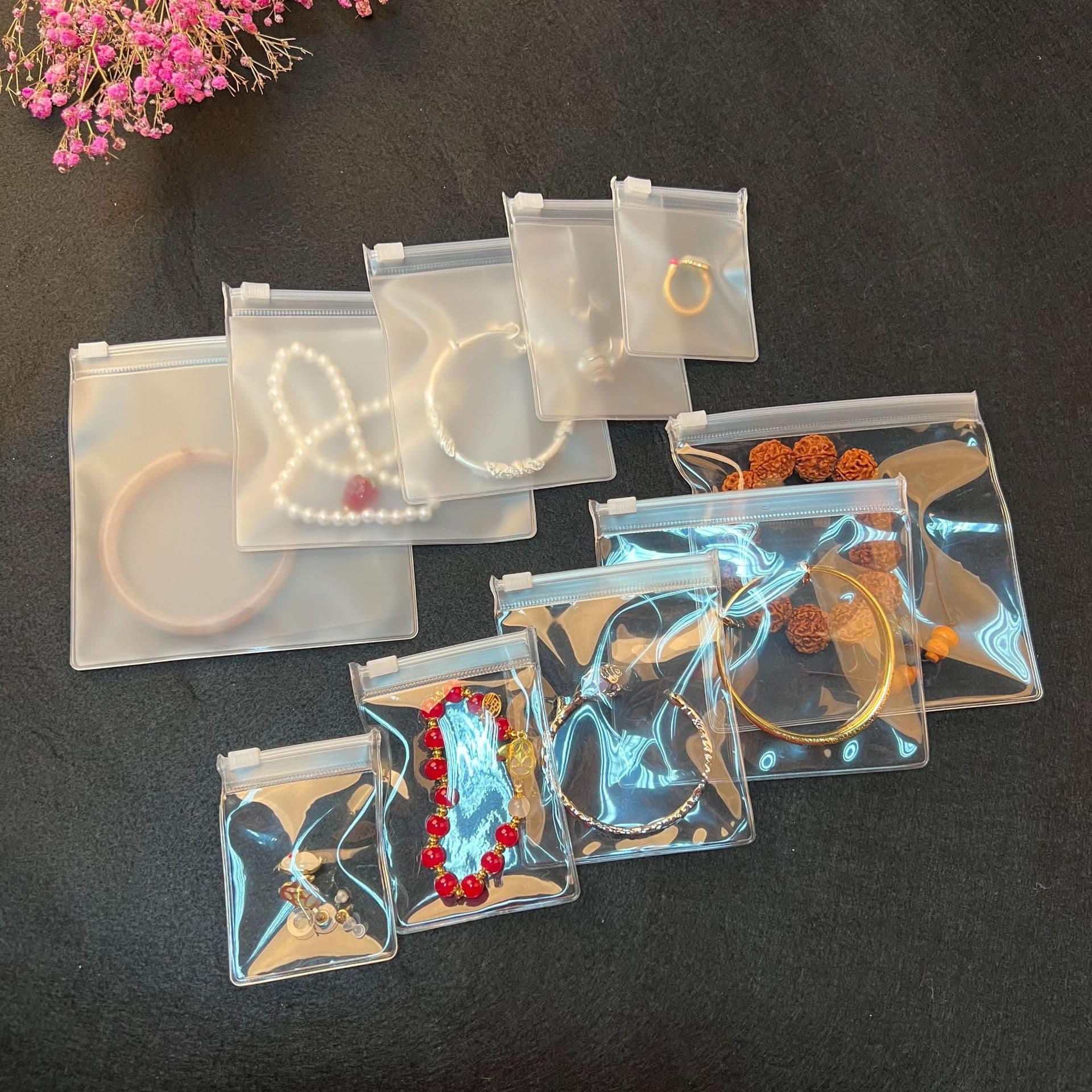 Spot jewelry bag EVA self-sealing jewelry bag mini PVC jewelry packaging zipper bag transparent anti-oxidation packaging bag