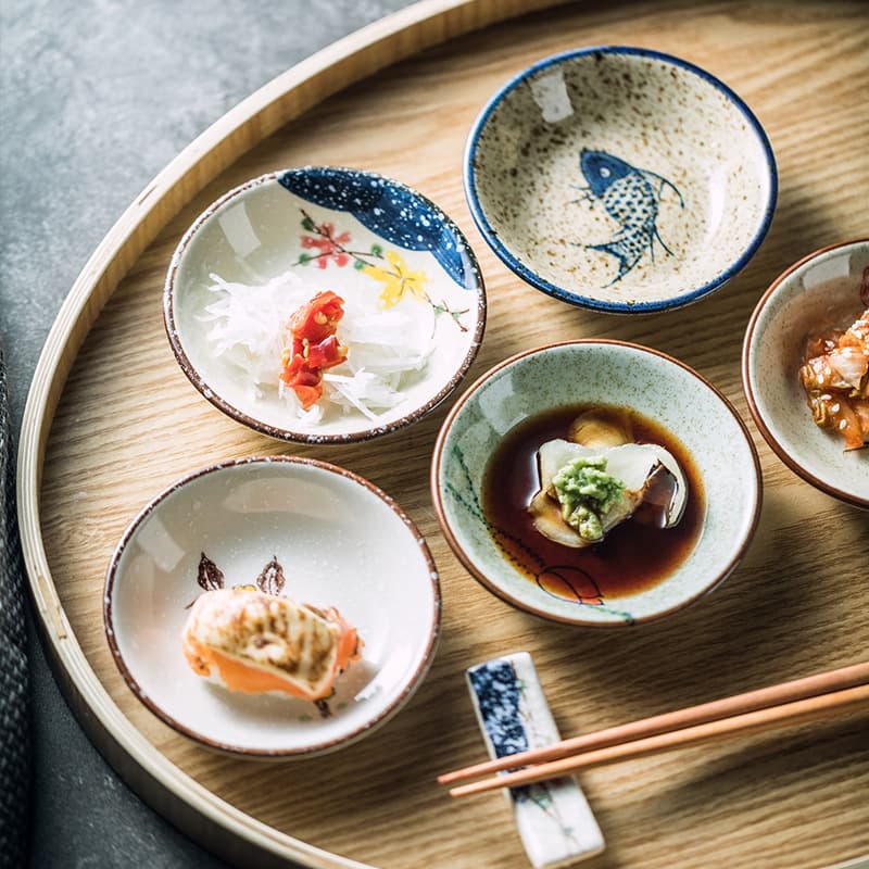Japanese Ceramic Round Soy Sauce Dish, BBQ Dip Plate, Hot Pot Seasoning Dish, Snack Appetizer Plate Wholesale