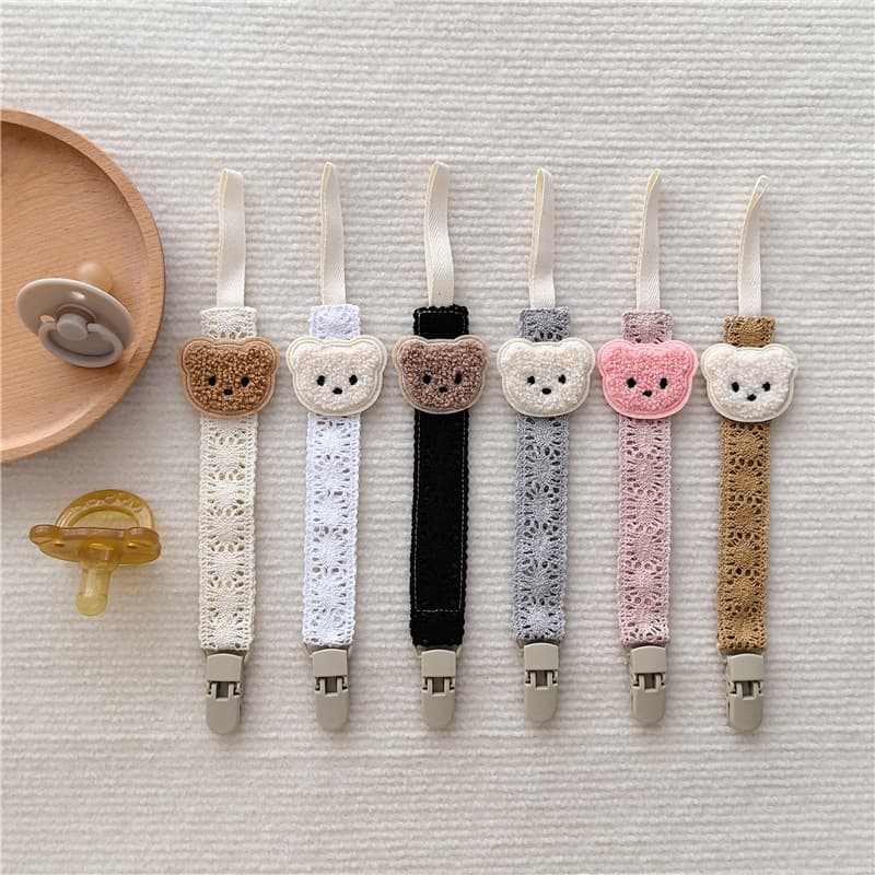 Korean-style Bear Head Lace Pacifier Chain Baby Pacifier Clip Teether Toy Anti-Drop Anti-Lost Strap
