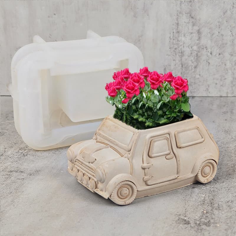 Creative Retro Bus Succulent Planter Silicone Mold DIY Vintage Car Plaster Concrete Resin Mold