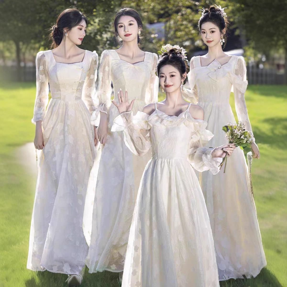 2025 New Style Bridesmaid Dress - Champagne Color, Exquisitely Beautiful and Elegant, Perfect for Autumn/Winter, Ideal for Best Friends/Sisters, Suitable for Everyday Wear