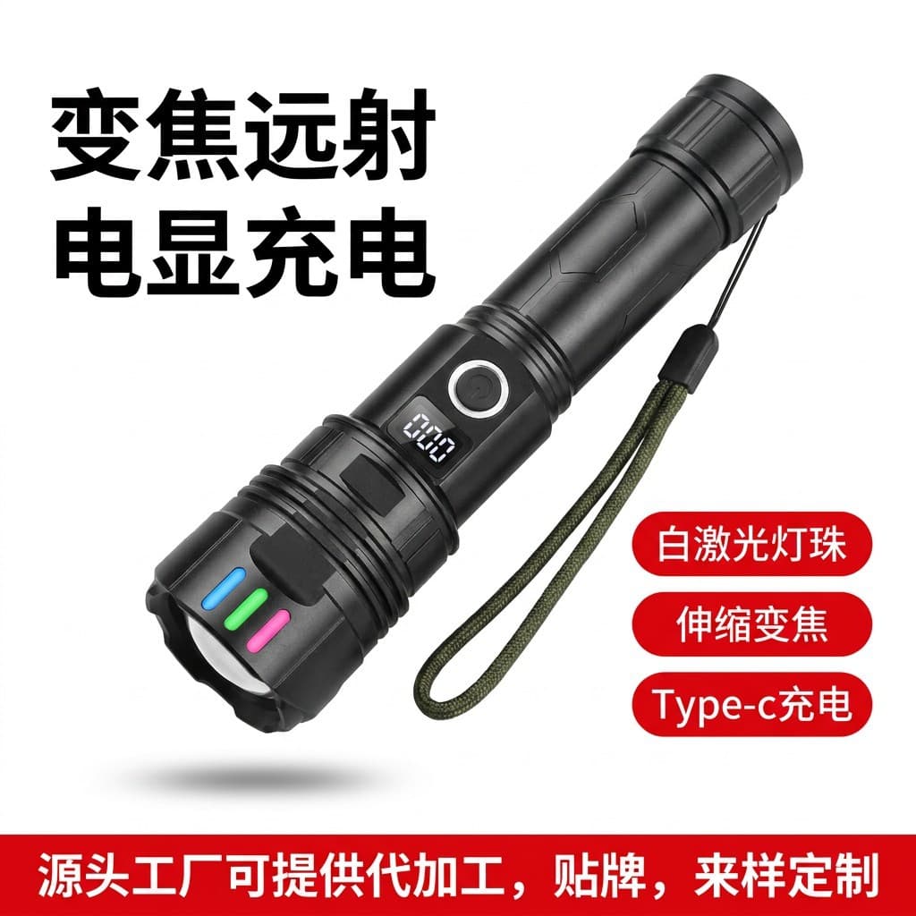Multifunctional Tactical Flashlight Rechargeable Portable Long Battery Strong Light 26650 Super Bright White Laser Light Flashlight Wholesale