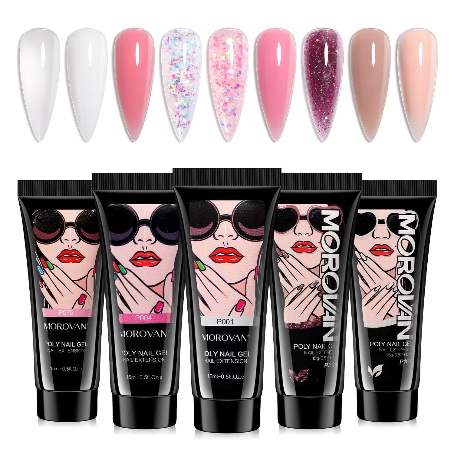 Amazon Independent Store Poly Gel Nail Quick-Dry Light-Curing Gel, Multi-Color Nail Gel 15g Convenient Light-Curing Gel