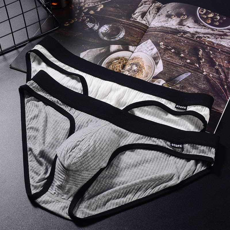 GTOPX classic ribbed comfortable breathable men's triangle underwear, cross-border drop shipping with large pouch U-shaped solid color.