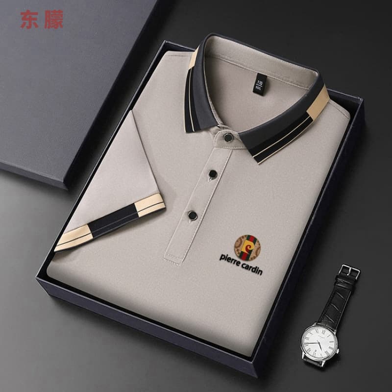 Short Sleeve T-shirt Breathable Polo Shirt Men 2026 Summer New Business Casual Solid Color Versatile Simple Men's T-shirt