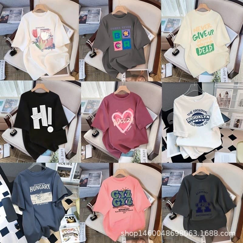 Plus size loose women's short sleeve T-shirt wholesale inventory, popular street stall source, women's short sleeve tee, summer short sleeve T-shirt