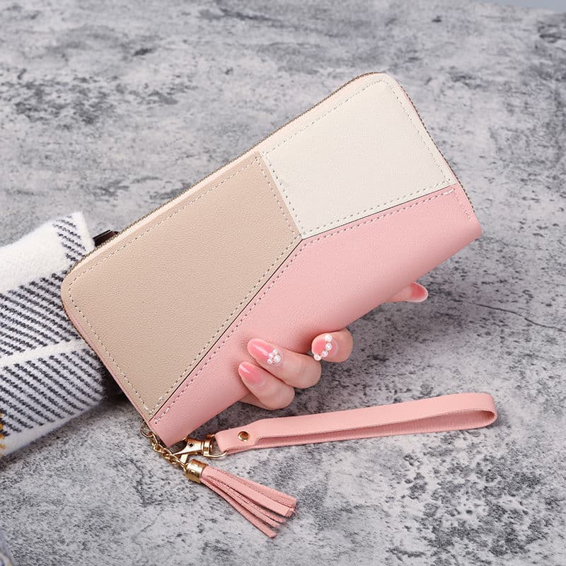 Long Zipper Large Capacity Mobile Phone Wallet Women's Handheld Wallet Multifunctional PU Leather Clutch Wallet Fresh Sweet Style