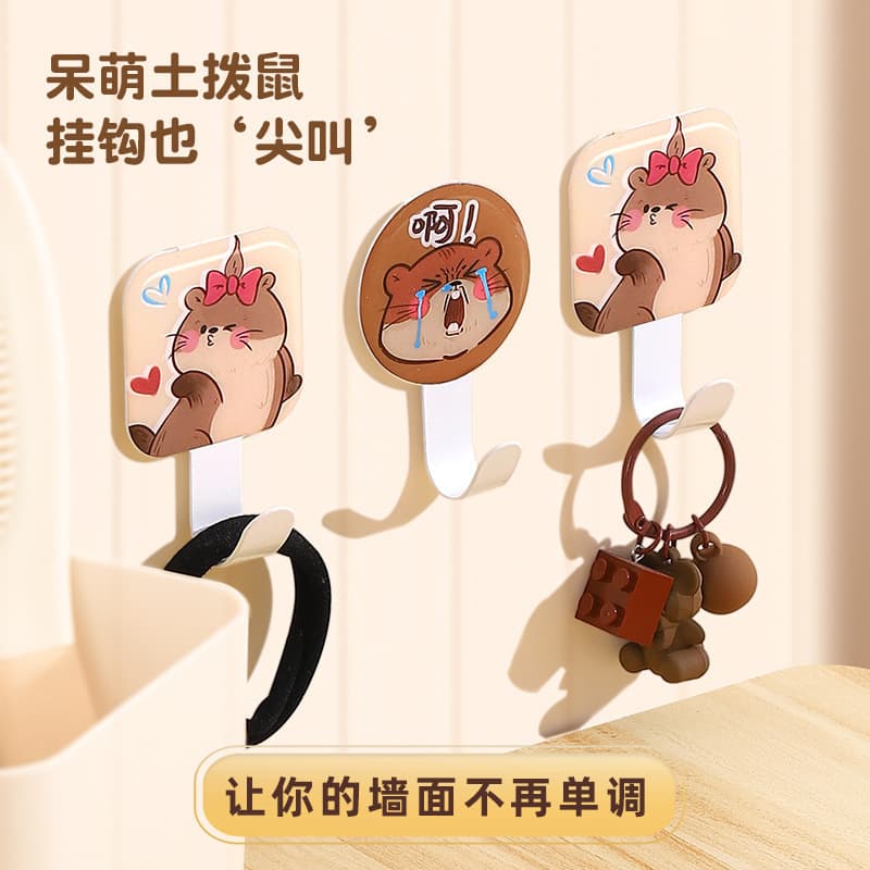 Resin Hooks with Girly Aesthetic, Cute Cartoon Creative Glitter Designs, Strong Adhesive No-Drilling Wall Hooks for Bedrooms