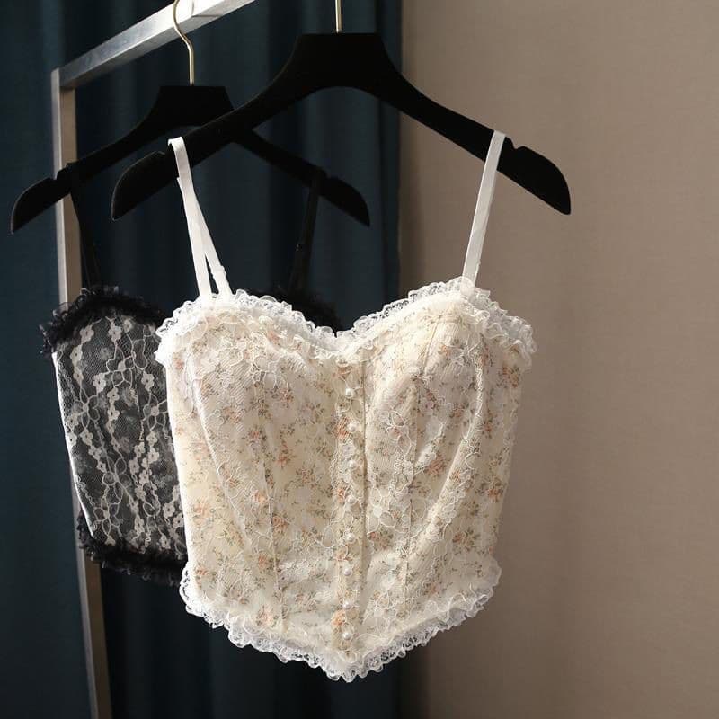 Women's new autumn/winter camisole top with elegant lace design, strapless, sexy, suitable for wearing alone or as an inner layer.