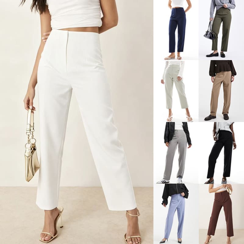2026 Cross-border EU-US Amazon Chic High-Waist Dress Pants for Women, Versatile Straight-Leg Work & Casual Long Trousers