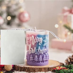 3D Embossed Christmas Letter Christmas Tree Silicone Mold Christmas Cylinder Mold 3D Embossed Snowflake Small Tree Silicone