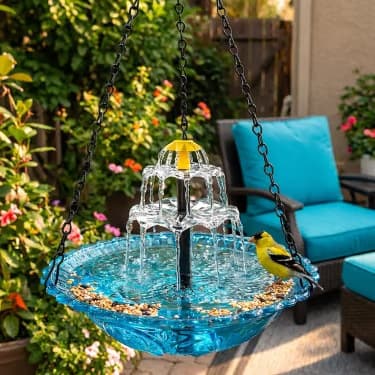 Solar Cascade Hanging Bird Bath Fountain Solar Powered Bird Feeder Bird Bath
