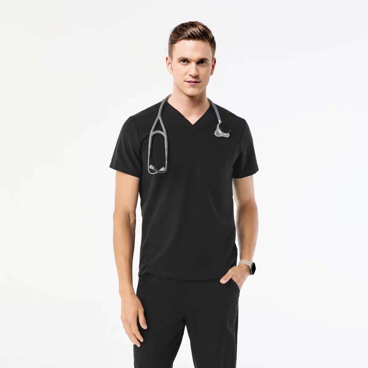 Custom Stretch Quick-Dry Workwear Set Nurse Uniform Clinic Scrub Top Hospital Dentist Short Sleeve Pet Hand