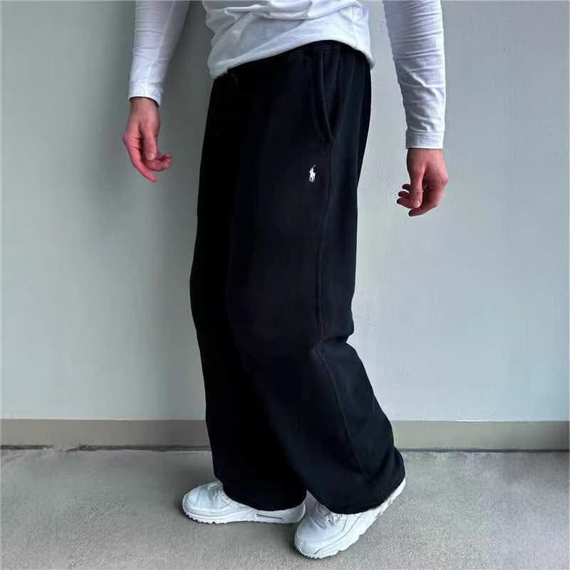 Cross-border European American Retro Y2K Street Trend Hip-hop Casual Elastic Waist Zipper Loose Solid Color Sport Casual Pants