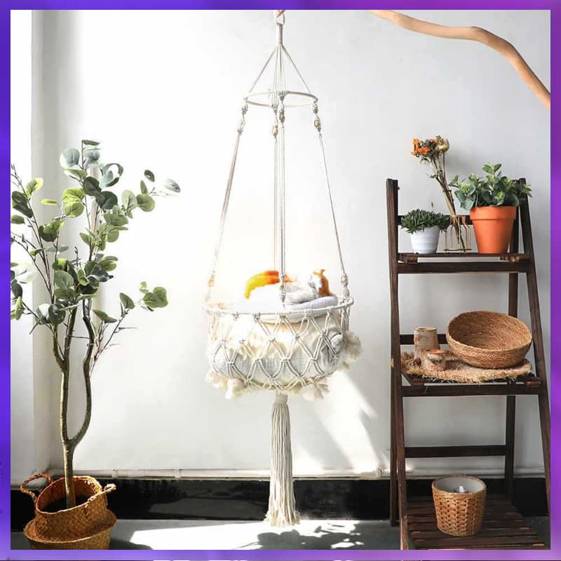◇Bohemian woven cat nest hammock European style mesh bag summer pendant cat hanging basket swing hanging pet