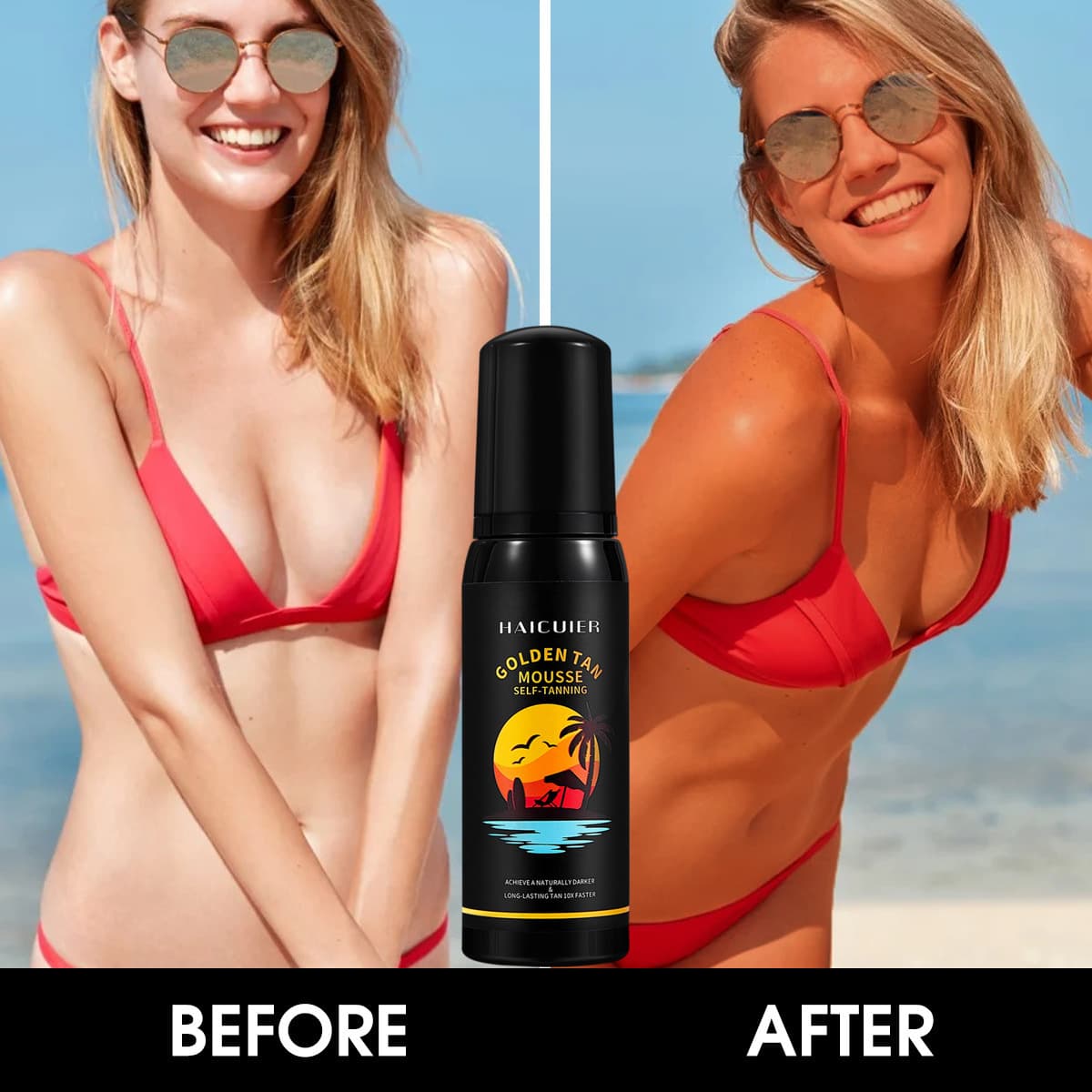 Cross-border source factory exclusive Haicuier self-tanning mousse long-lasting body moisturizing bronze wheat color