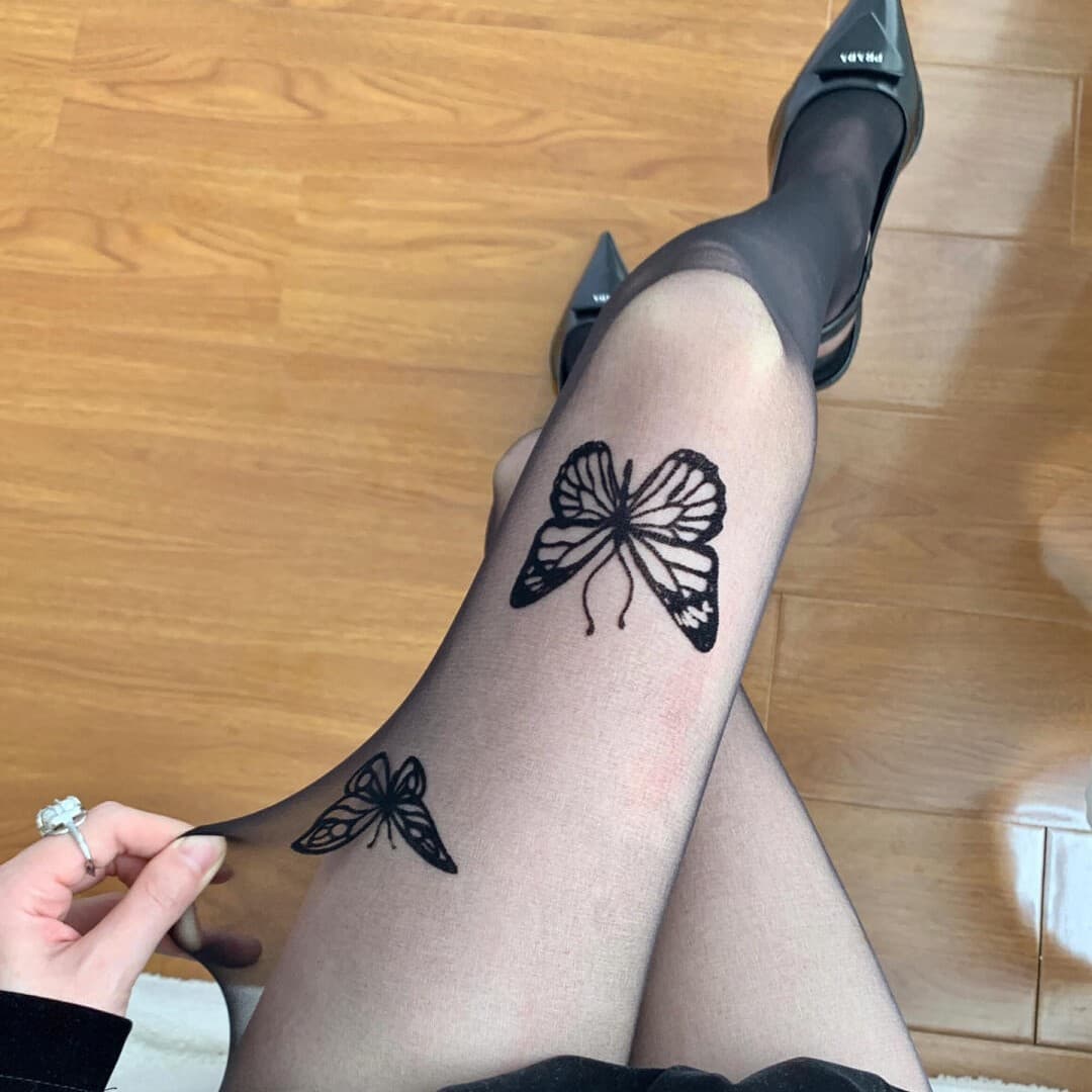 Bow Print Pantyhose for Women, Anti-Snag Black Stockings, Sexy Hot Girl Style, Pure White Tights, Sheer Skin-Tone Look to Elongate Legs