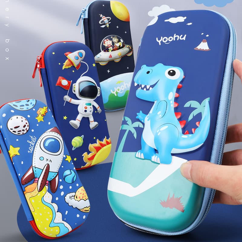 Elementary Student Cartoon EVA Pencil Case, 3D Stereoscopic Waterproof and Shockproof Children's Large Capacity Stationery Box, Wholesale