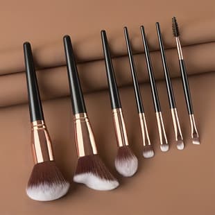 7-Piece Black Gold/Coffee Giant Brush Set, Includes Blush Brush, Eyebrow Comb Brush, Cross-Border Drop Shipping