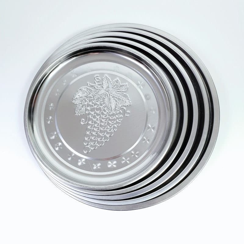 Stainless steel grape plate, round large shallow plate, grill plate, dish plate, fruit plate, large tray, bamboo worm breeding bucket lid