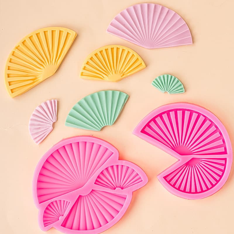 Fan Fondant Chocolate Silicone Mold Chinese Classical Birthday Cake Decoration DIY Baking Tool