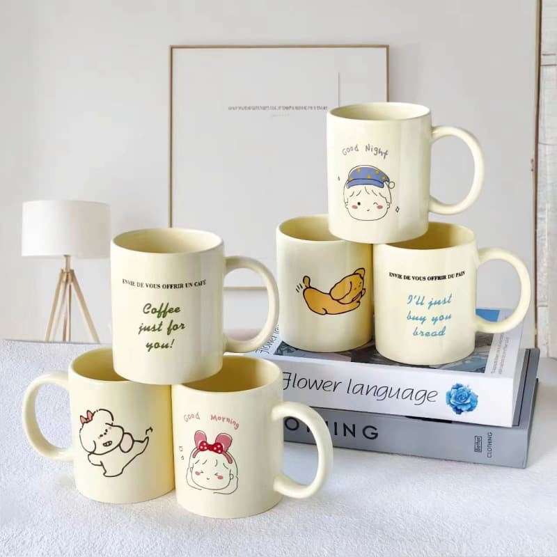Cream-style ceramic mug, stylish appearance, cute couple mug, water cup, coffee cup, milk cup, breakfast cup