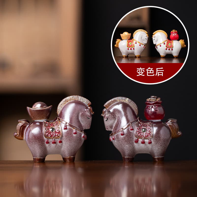 Change color, make money immediately, tea pet ornaments, Chinese style fortune-making Tang horse tea table, can raise tea sets, tea tray accessories, fine tea pets