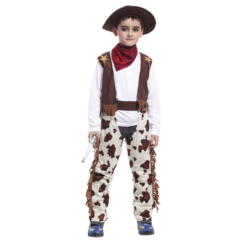 Halloween Kids Cosplay Western Cowboy Costume Boys Masquerade Little Cowboy Performance Suit B-0055