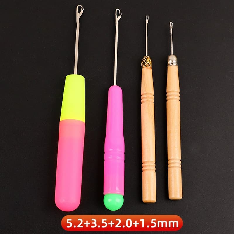 Crochet Hook Set with Tongue for Wig Braiding, Small Knitting Needle Tool Kit, Yarn Tongue Crochet Hook for Dreadlock Hair Extension