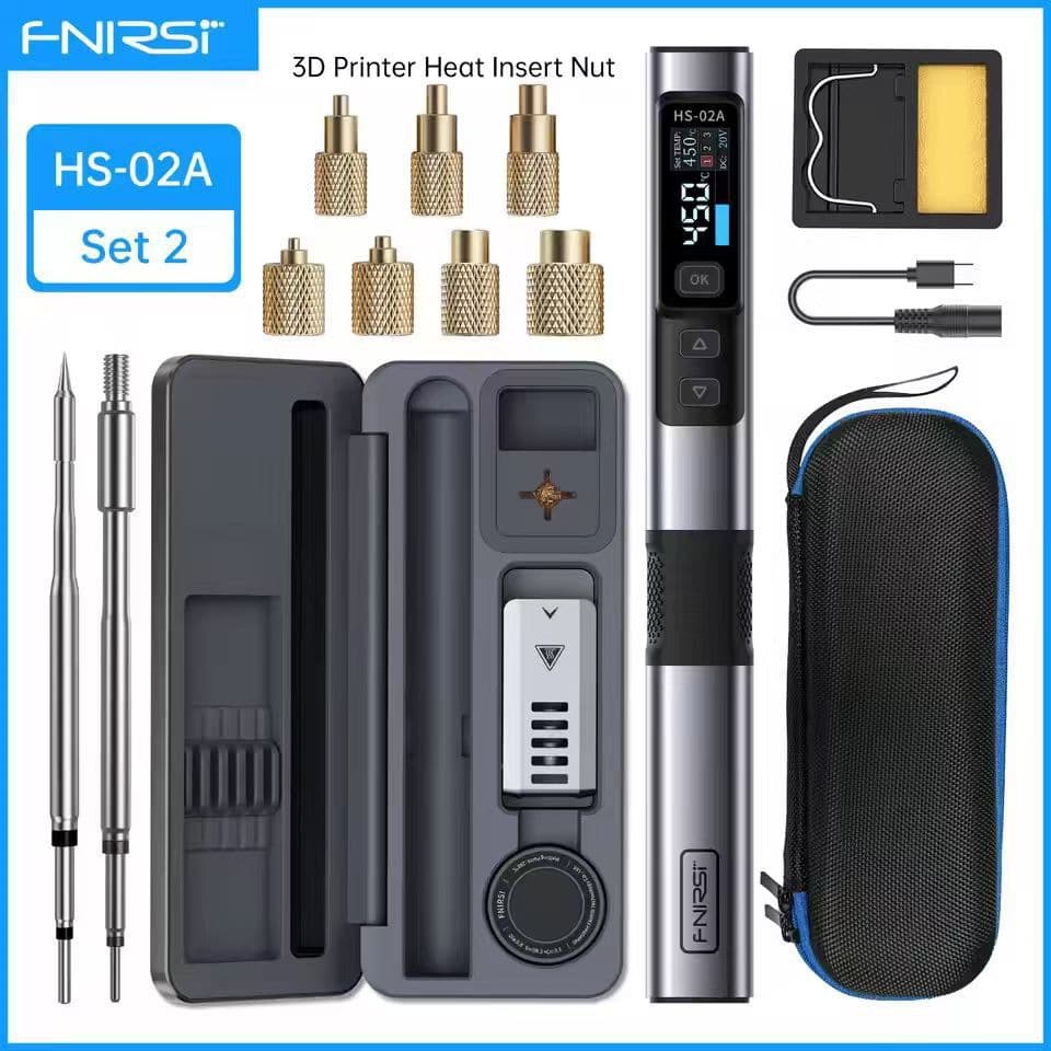 FNIRSI HS02 3D Printing Soldering Iron Threaded Heat Insert Nut Press Head Insert Nut Kit