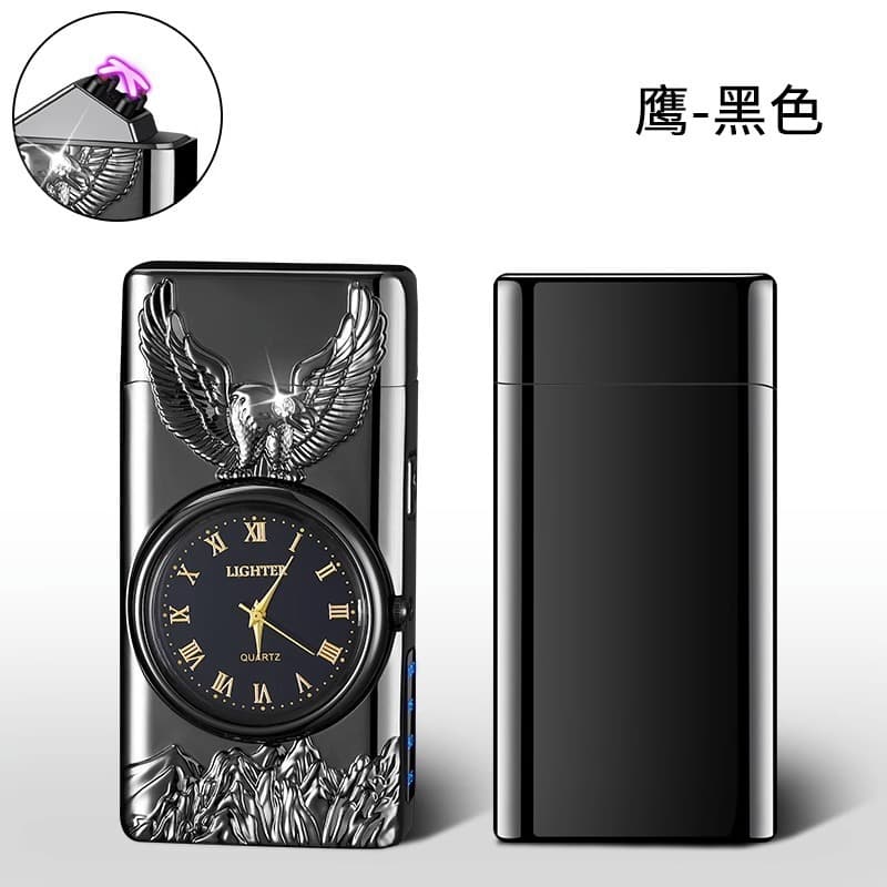 Trendy High-End Watch Lighter with Loud Charging Sound, Windproof with Light, 2-in-1 Creative Dragon Design for Men, Engravable