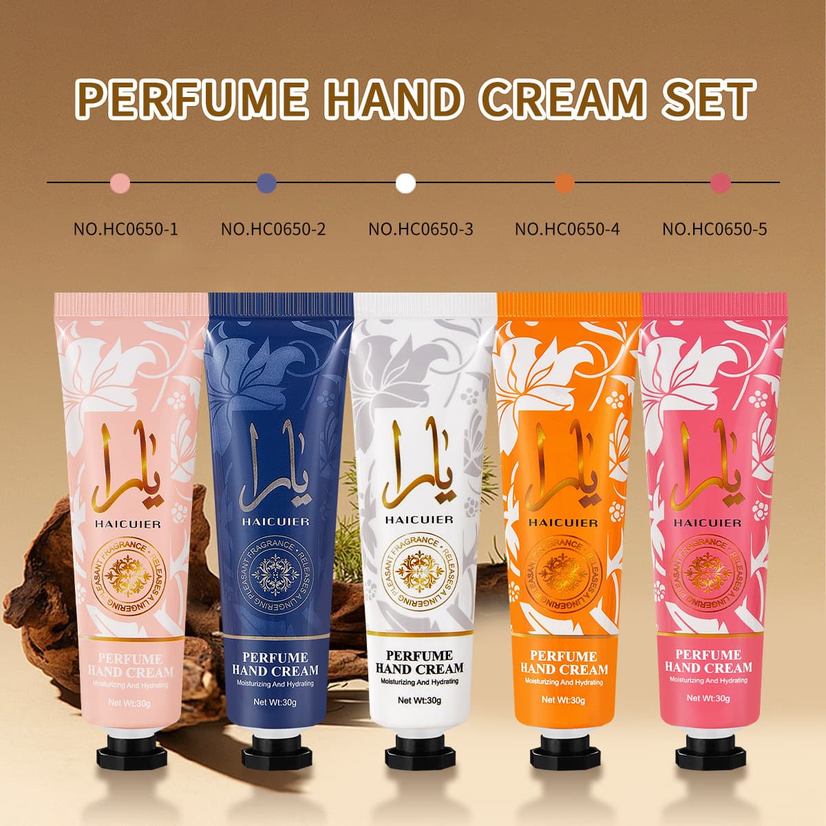 Cross-border Exclusive Haicui Fragrance Hand Cream Set, Autumn and Winter Moisturizing, Nourishing, Refreshing, Long-lasting Non-greasy, Portable