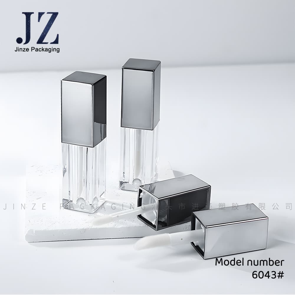 Jinze spot gun gray square lip glaze tube concealer tube thick/fine brush rod 4ml/3.5ml plastic packaging material