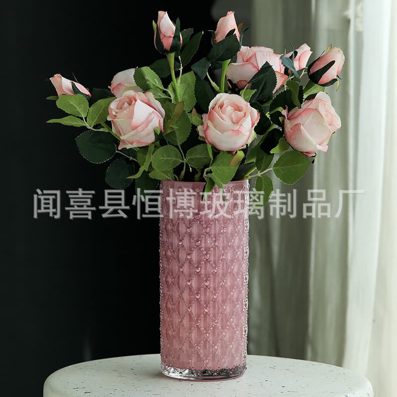 Simple Thickened Transparent Straight Glass Vase Premium Living Room Desktop Hydroponic Flower Arrangement for Lucky Bamboo Decoration Export