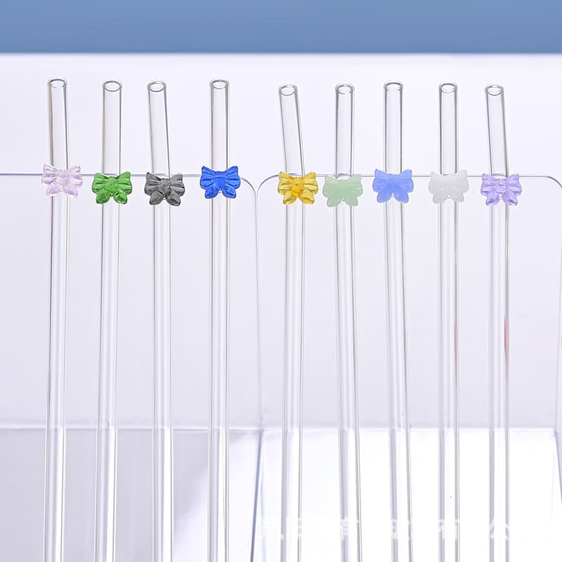 Bow-tie high borosilicate glass colored straws heat-resistant reusable hot-selling new product creative cross-border hot-selling set