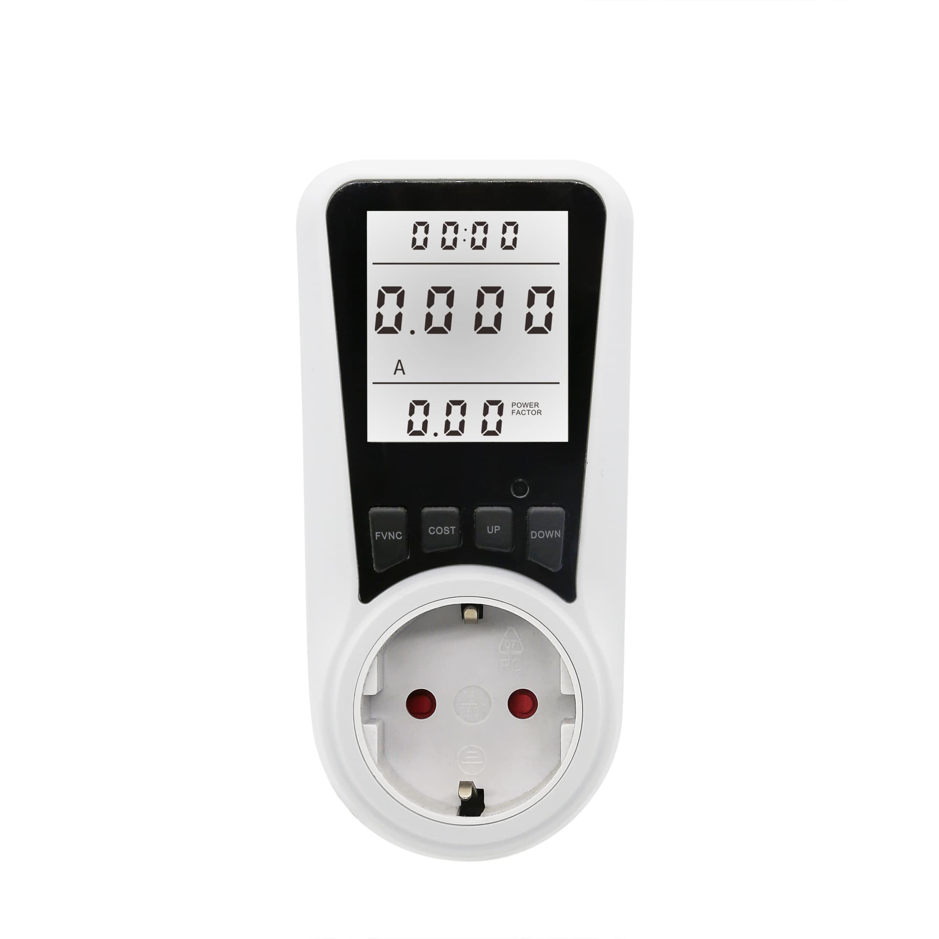 European Style White Backlight Power Meter Socket, Electricity Monitor Smart Billing Socket, Household Billing Socket