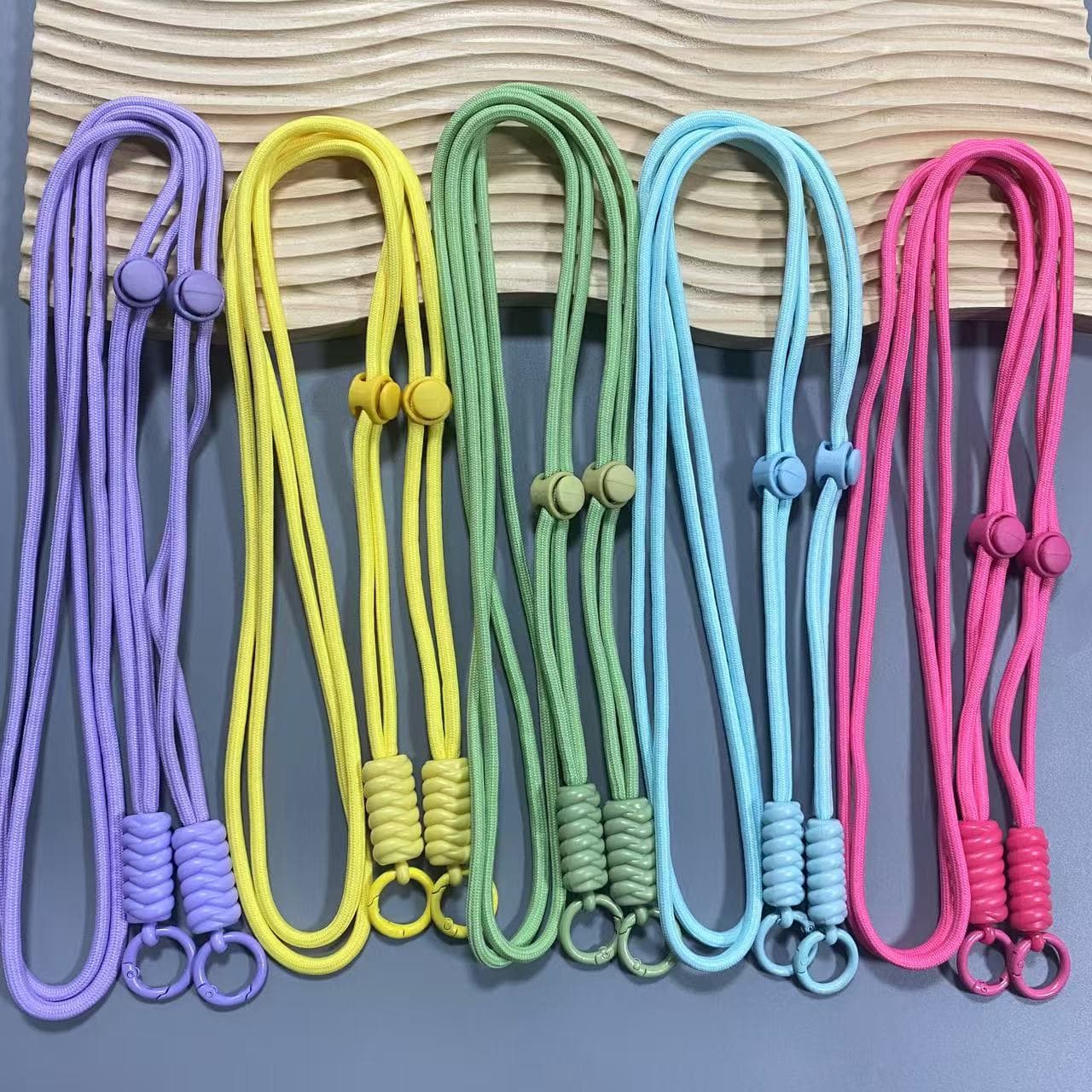 Adjustable Phone Chain Pure Handmade Polyester Woven Solid Color Phone Lanyard Neck Strap Crossbody Phone Strap