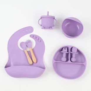 8-Piece Baby Children's Products Baby Utensils Set Baby Food Bowl Children's Dinner Plate Silicone Dinner Plate Utensils