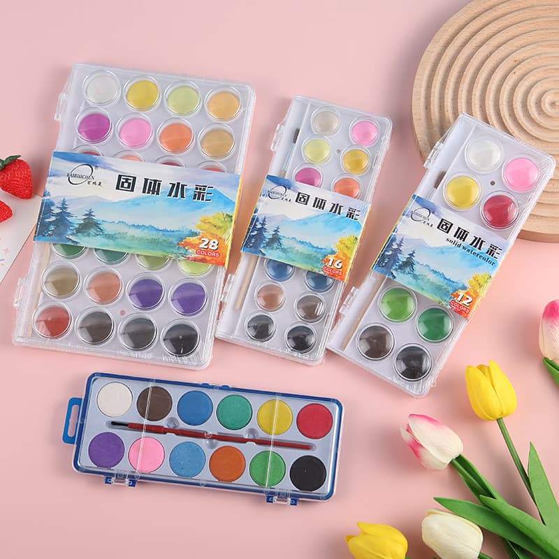 Children's watercolor paint set solid watercolor portable gouache cake outdoor sketching painting diy art supplies